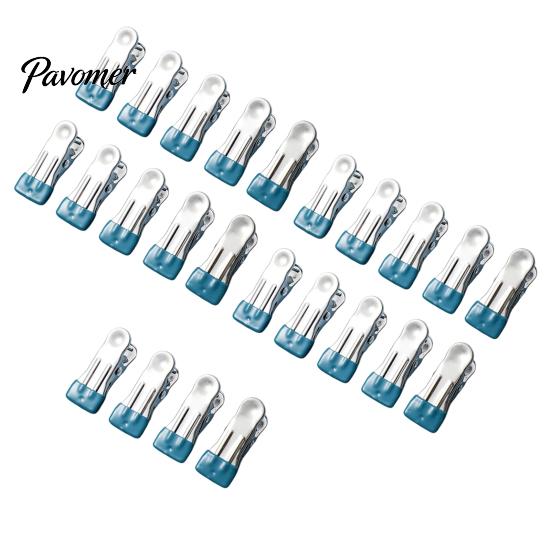 Rust Resistant Utility Clips for Outdoor Laundry 24PCS Stainless Steel Clothes Pegs, with Non-Slip Rubber Coating, Heavy Non Marking Fabric