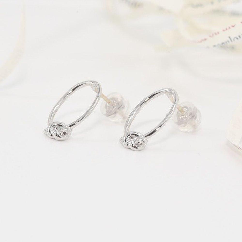 92.5 All Silver Twisted Knot Silver Earrings - Silver Silver Earrings Fashion Earrings Cubic Zirconia Earrings