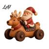 Small Christmas Decorations for Windowsill Santa Figurine Resin Reindeer Claus And Elk Car Ornament Retro Rustic Style Shelf Display Desktop