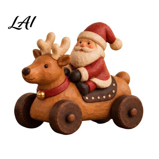 Small Christmas Decorations for Windowsill Santa Figurine Resin Reindeer Claus And Elk Car Ornament Retro Rustic Style Shelf Display Desktop