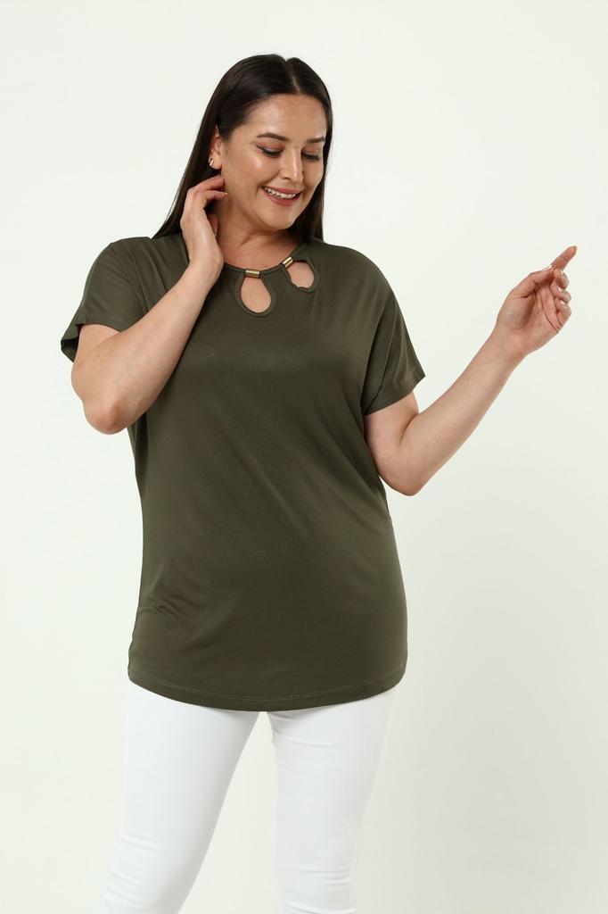 Женская стильная футболка большого размера, комфортная модель больших размеров, стильный воротник, детальный хлопковый изгиб, короткий рукав, летнее вечернее платье для мамы, футболка-туника