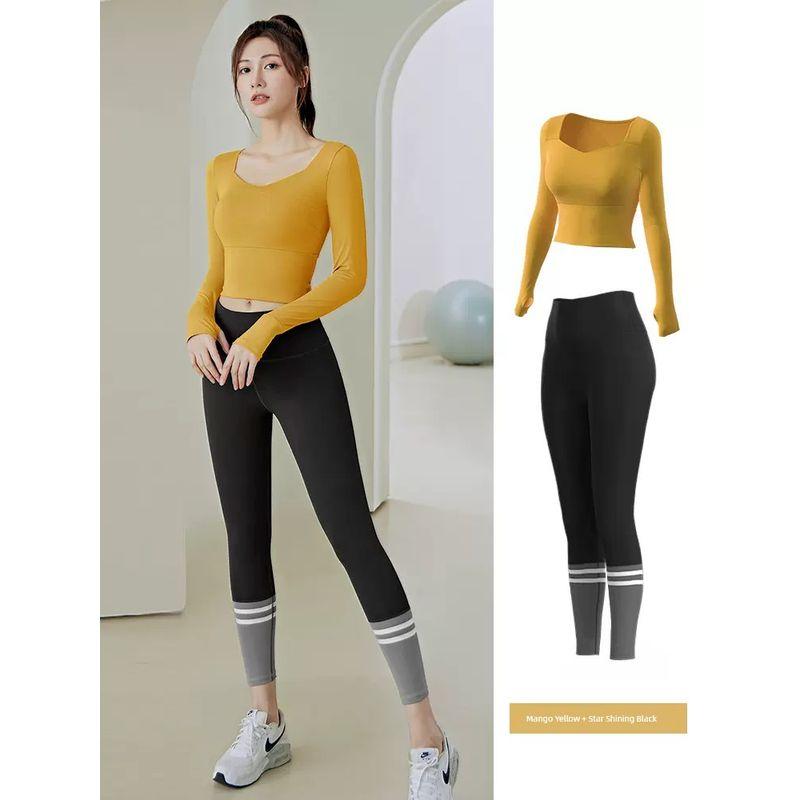 Pilates Yoga Clothes for Women 2025 New Arrival Running with Chest Pad Professional Quick-Drying Sports Long-Sleeved Top Fitness Suit