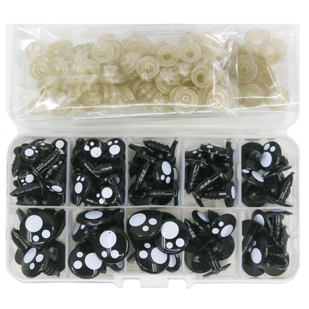 100pcs/box 5Sizes Plastic Safety Eyes Round Shape Black Screw Eyes Plush Doll DIY Toy Eyes For Toys