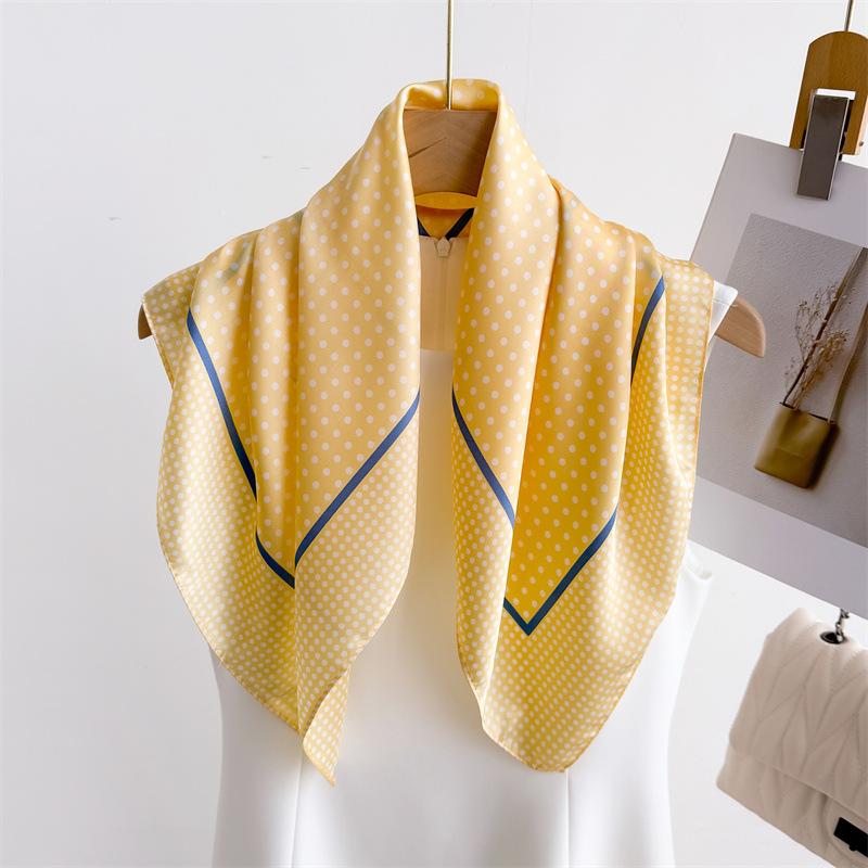 Printed Imitation Silk Scarf Polka Dot Square Scarf High-End Shawl Versatile Neck Small Square Scarf Headscarf New