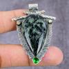 Natural Serphanite, Diopside Handmade 925 Sterling Silver Pendant 2.37" ET-1454