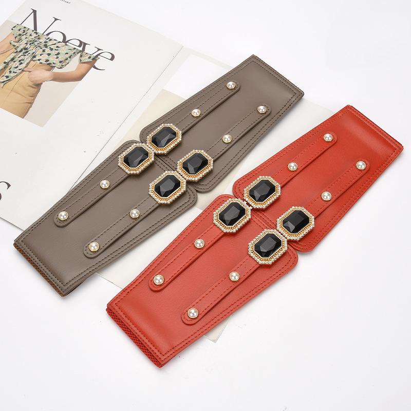 Пояс Женское платье Широкая талия Уплотнение Черный Декор с юбкой, эластичный пояс на талии, тонкий и простой