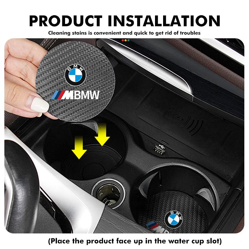 Carbon Fiber Car Coaster Non-slip Water Cup Holder Insert Mat For BMW M3 M5 X3 E93 F10 F20 F30 F40 F15 F25 F26 F31 F49 F86
