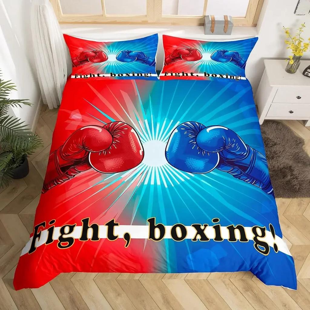 Пододеяльник для взрослого бокса размера «queen», Постельный набор на спортивную тематику, Пододеяльник с боксерскими перчатками, Пододеяльник с боксерским рисунком