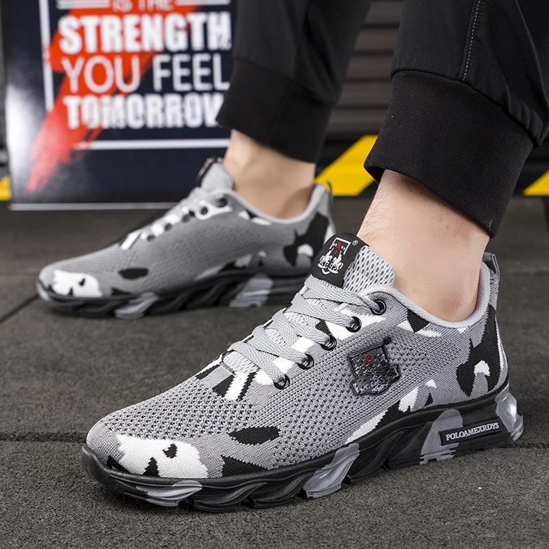 Модная камуфляжная мужская обувь, спортивные повседневные весенне-летние удобные дышащие кроссовки с сеткой, размер 39-44