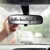 4Pcs Rearview Mirror Decal Set Hello Beautiful Letters Self Affirmations Reflective Pink Vinyl Car Stickers for Women