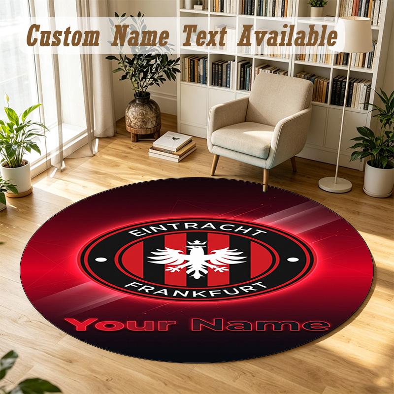 Round Rug Custom NameEintracht Frankfurt Pattern Non Slip Carpet Home Floor Decor