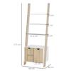 Ladder-Shaped Wooden Bookcase Bookcase with 3 Shelves and 1 Storage Cabinet 60x40x171 cm Oak and White