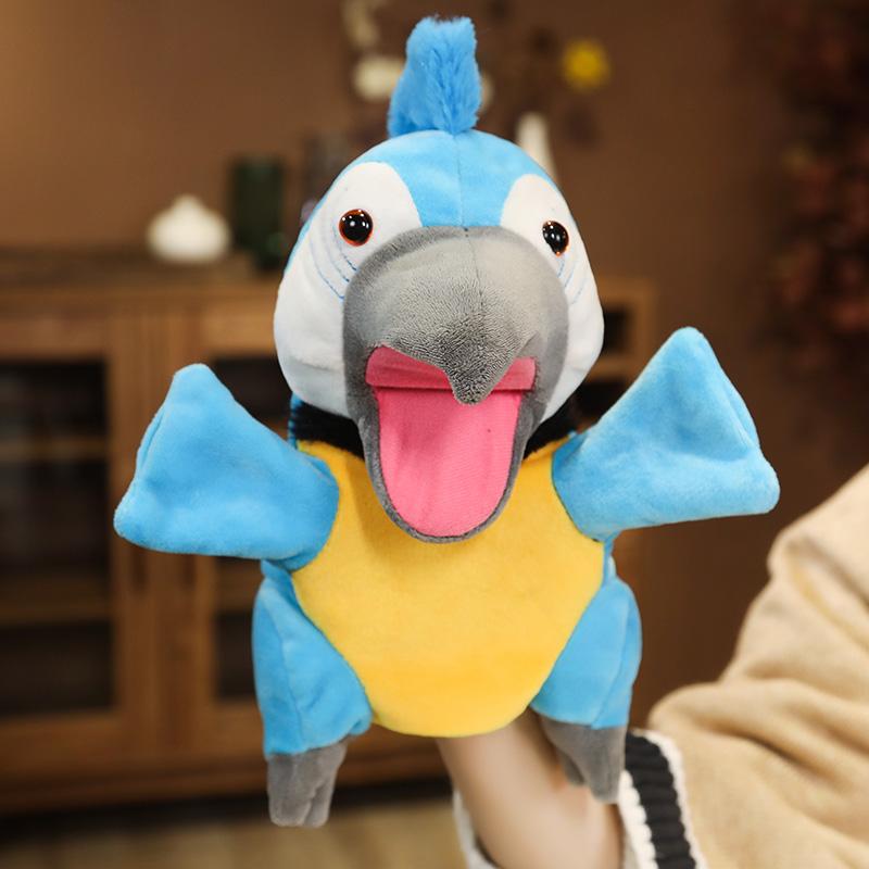 28cm Kawaii Animal Duck Parrot Stuffed Plush Hand Puppets Educational Toys For Family Playgame Time Stuffed Doll