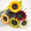 6 шт. разноцветные искусственные цветы подсолнечника с длинным стеблем, большие шелковые подсолнухи, свадебный букет, цветочные композиции для улицы