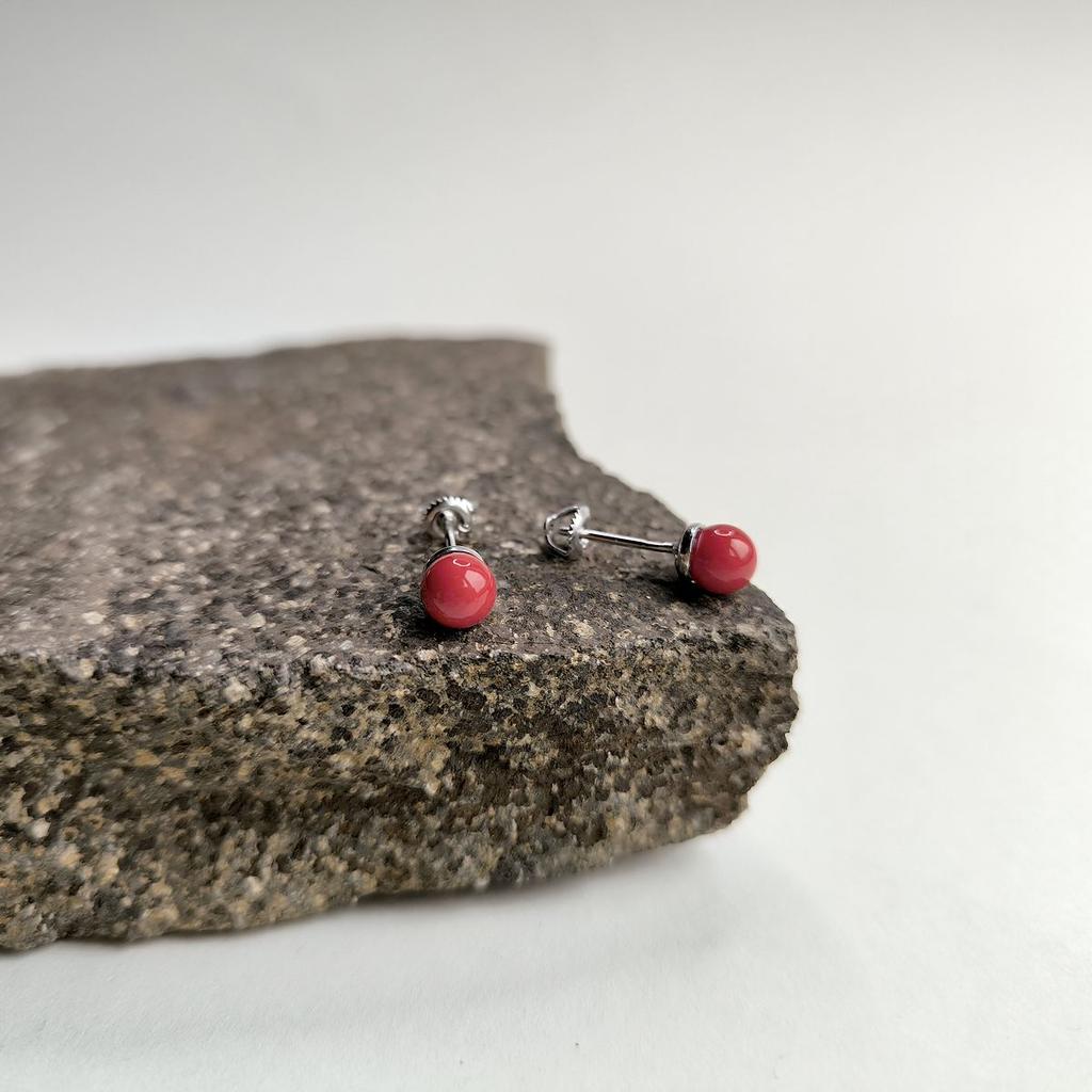 Серебряные серьги с кораллом (2175940)