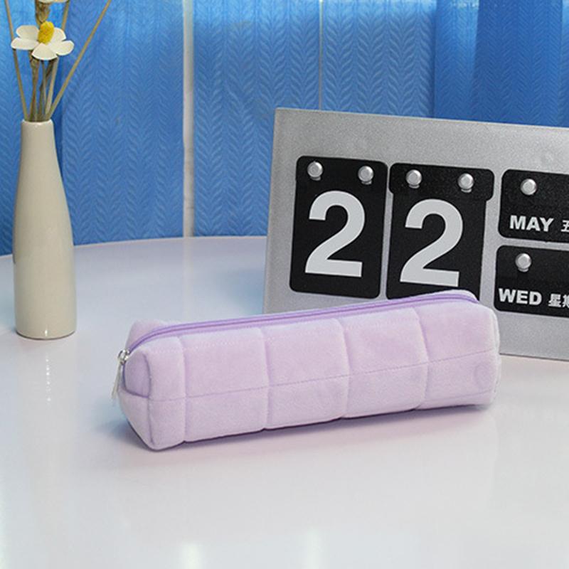 Kawaii Pencil Case Pillow Bag Large Capacity Short Fluff Bag for Supplies Stationery Box Cosmetic Bag