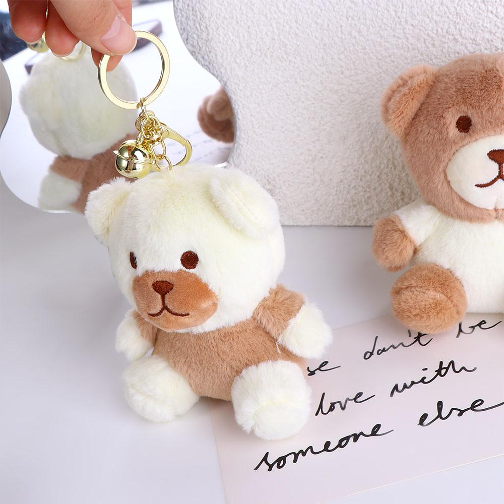 Milk Tea Color Charm Bag Ornaments Plush Dog Keychain Plush Pendant Plush Bunny Keyring Plush Doll