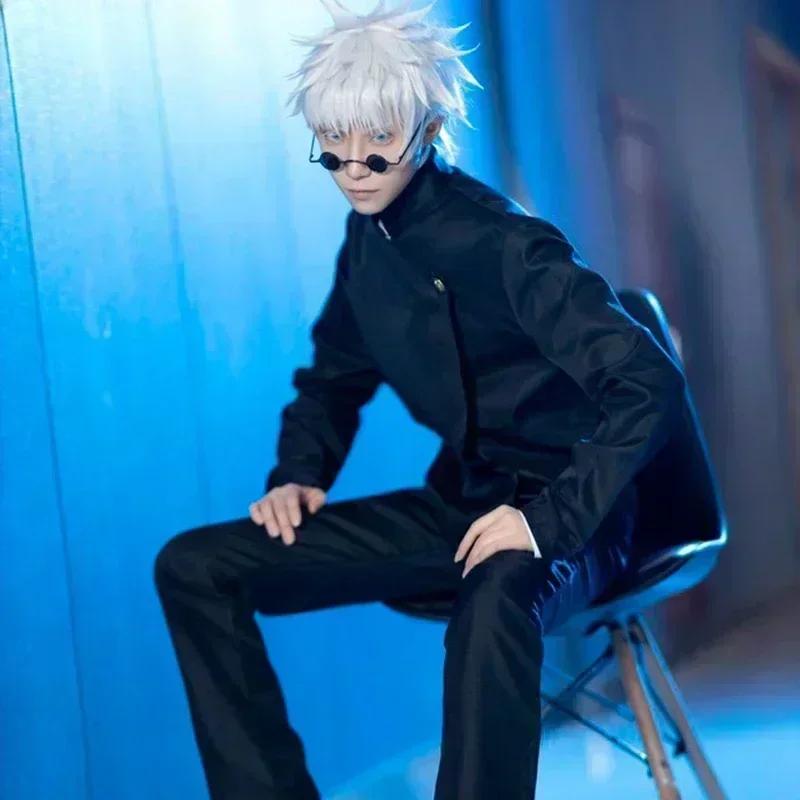 Аниме Косплей Униформа Годжо Сатору Jujutsu Kaisen Костюм для Косплея Годжо Сатору Школьная Форма Парик Костюм Костюмы на Хэллоуин