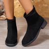 Large Size Suede Square Heel Round Head Rear Zipper Fashion Boots Autumn and Winter New Medium Tube Versatile Women's Boots