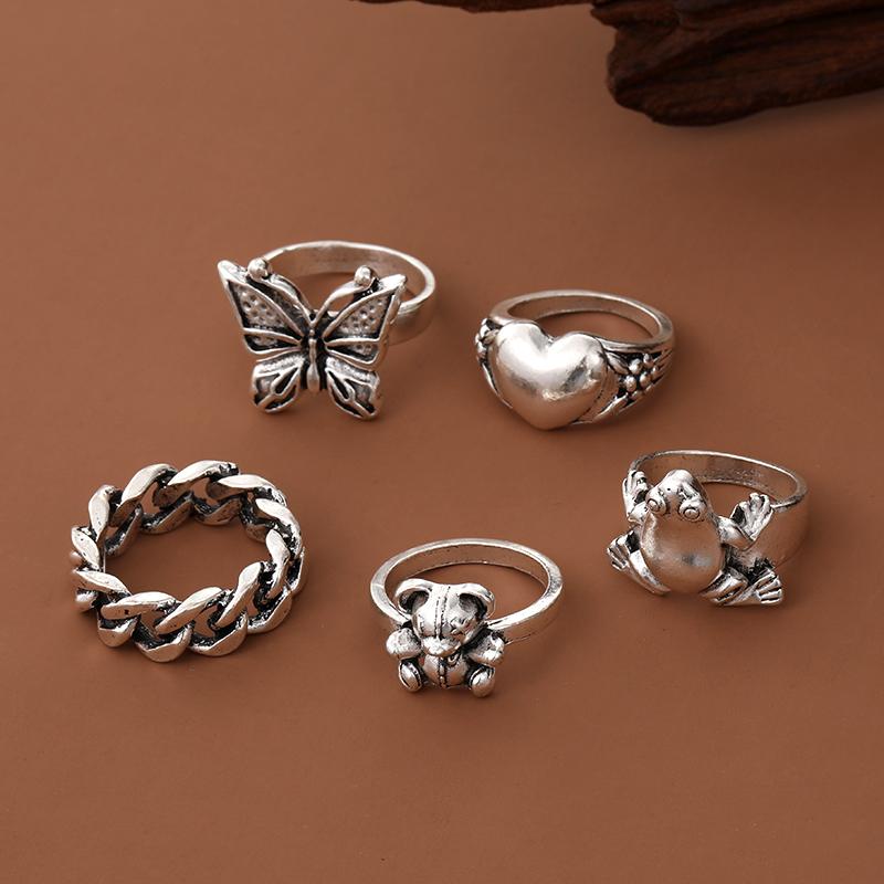 2024 Love Accessories Комплект колец с бабочкой Кольцо с медведем и лягушкой