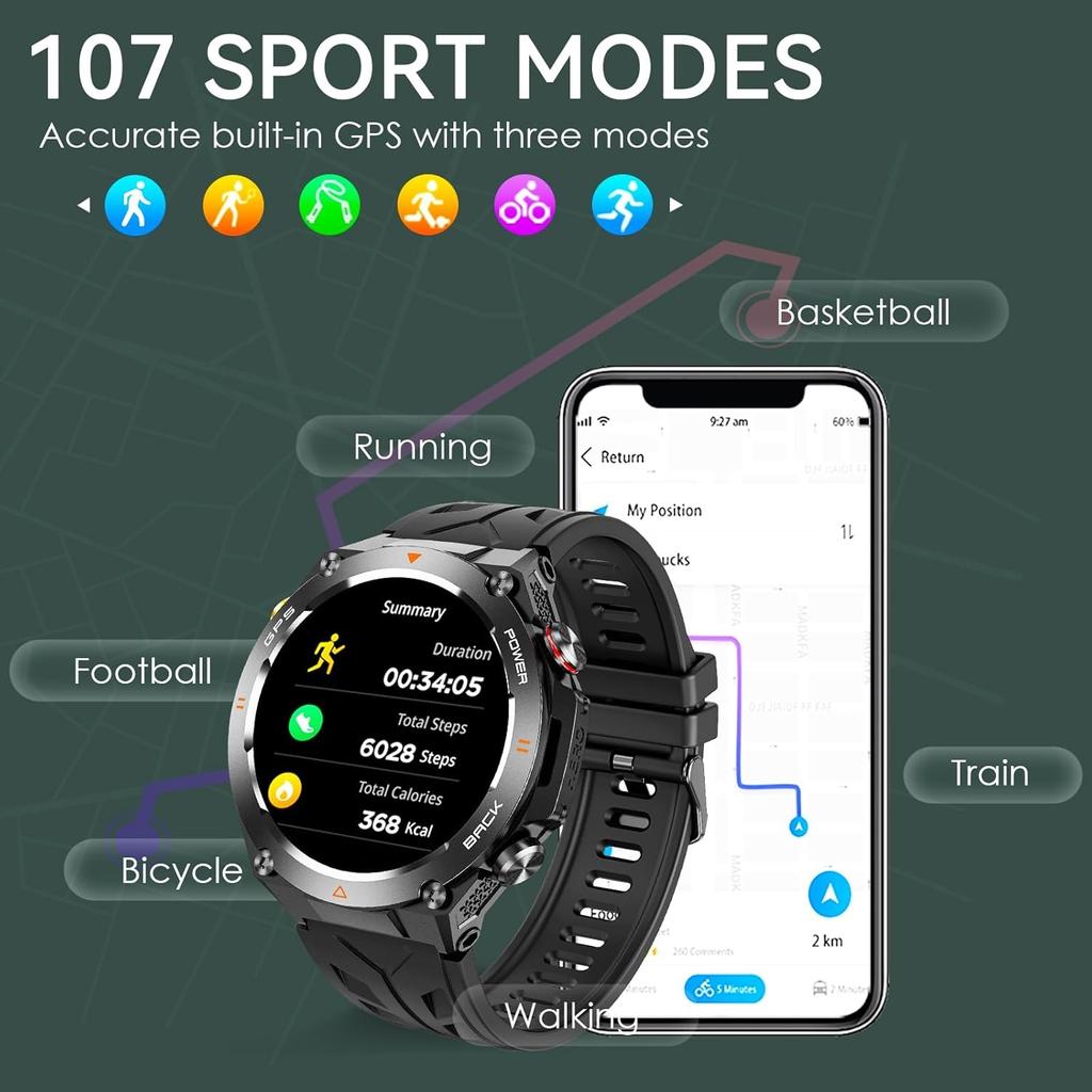 SACOSDING GPS Track Мужские умные часы Компас Высота Давление Спорт Фитнес Bluetooth Talk Умный браслет 650 мАч Длительный срок службы 2024 Новинка