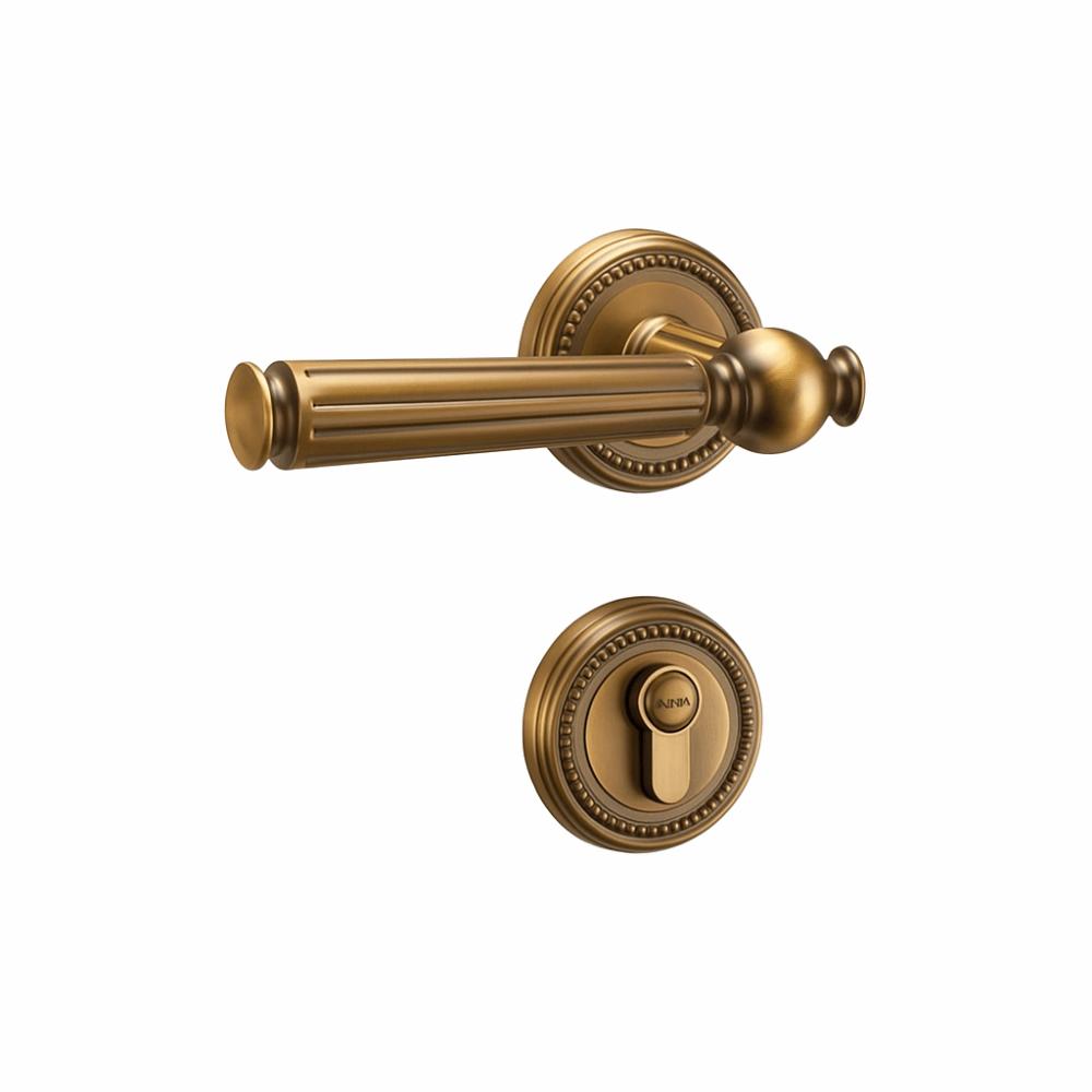 Simple Design Split Door Lock Retro Style Wooden Door Handle Safety Silent Door Lock Indoor