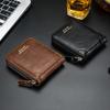 Men's Wallet  New PU Leather Zipper Retro Style Short Wallets Men Card Holders Coin Storage Money Bag