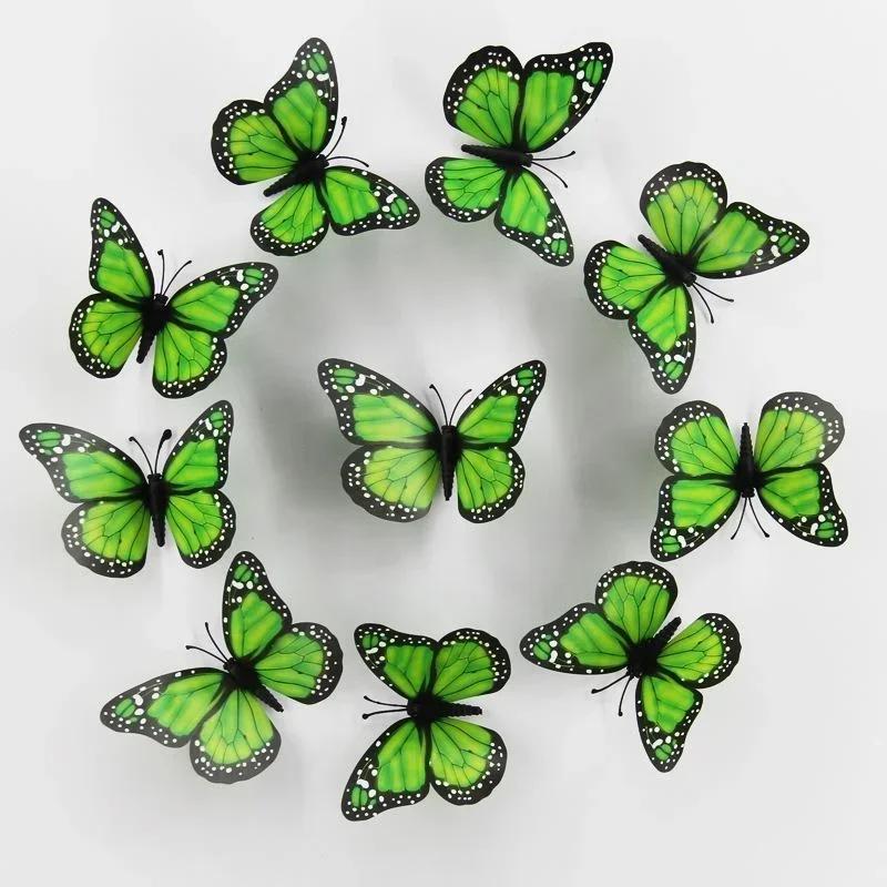 New 10Pcs 4.72 In Monarch Butterfly Decoration Stickers Fake Butterflies for Crafts Artificial Wall 3D Home Decor LS