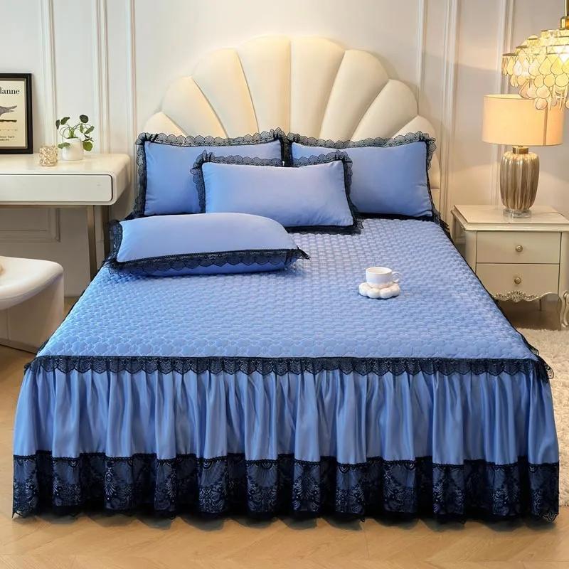 Новый романтический французский кружевной подзор для кровати, односпальная кровать, покрывало с кромкой юбки, универсальное для всех сезонов