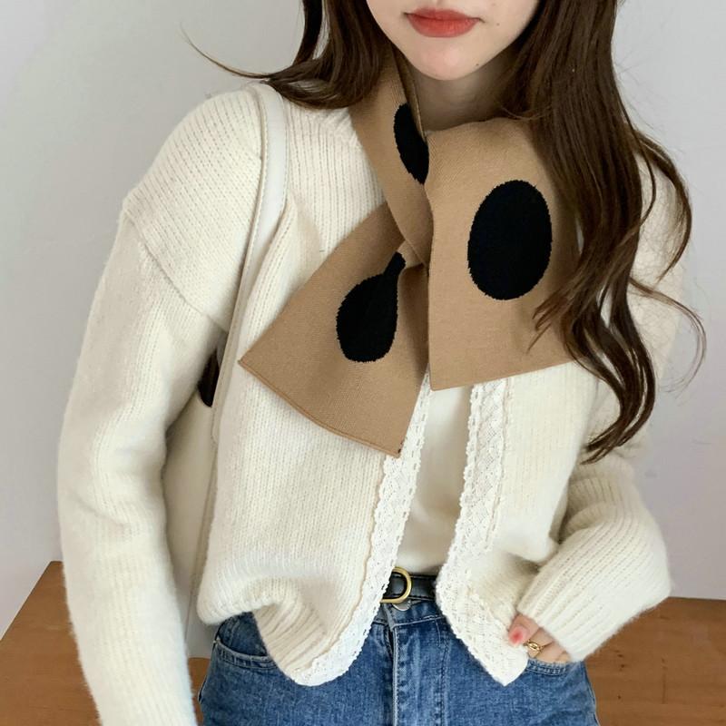 Polka Dot Neck Scarf Women Versatile Warm Winter Korean Style Short Scarf