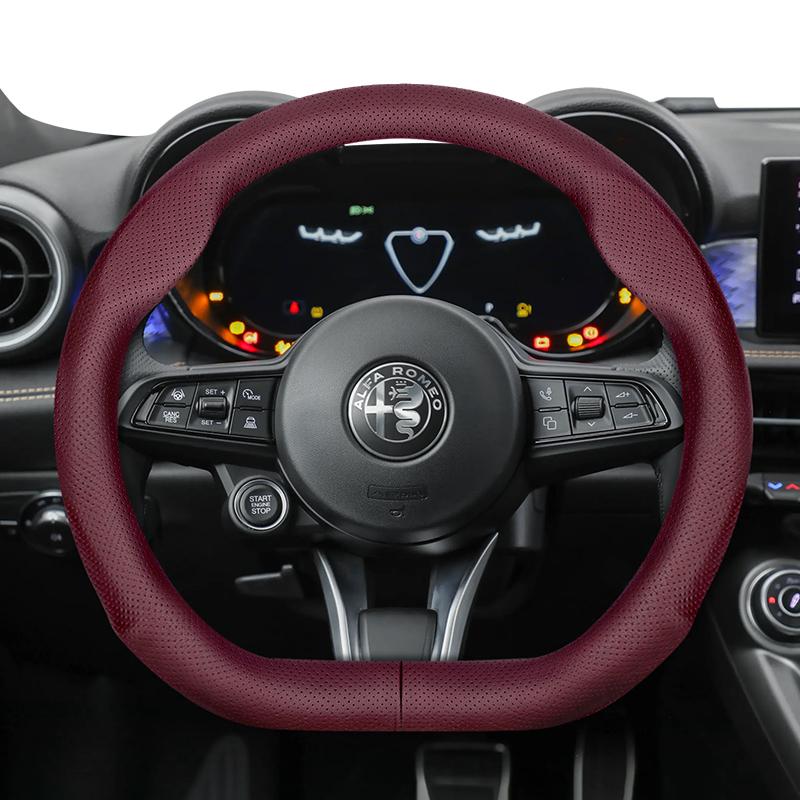 hvcm1 Suitable for Alfa Romeo Ultra-Thin Breathable Leather Steering Wheel Cover Suitable for 159 147 Gt Giulietta Mito Giulia