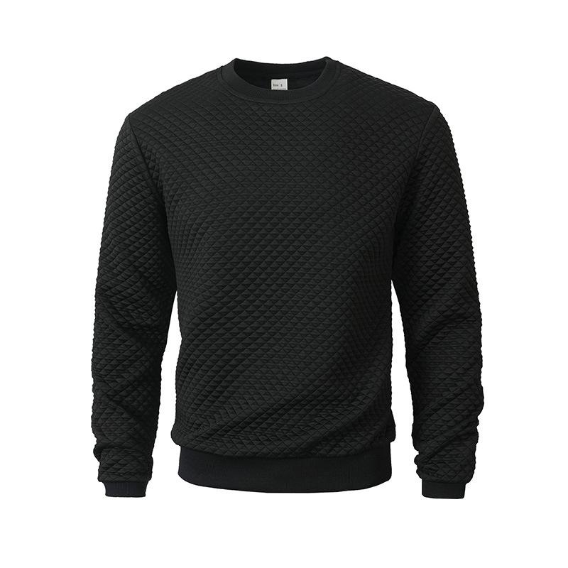Casual Solid Waffle Knit Long Sleeve Pullover Sweatshirt
