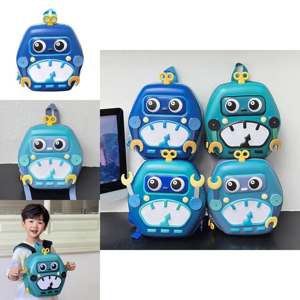 Cute Eggshell Backpack With Robot Print Designfor Preschool Use