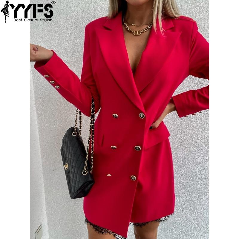 YYFS Women's Fashion Spring Fall Solid Color Print Long Sleeve POLO Neck High Waist Casual Dresses