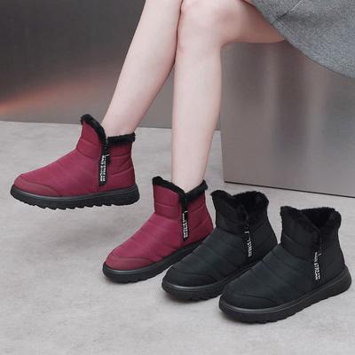 Женские зимние теплые ботинки для снега с боковой молнией, полусапожки с подкладкой из искусственного меха, повседневные нескользящие водонепроницаемые короткие ботинки с подкладкой из флиса, обувь для женщин