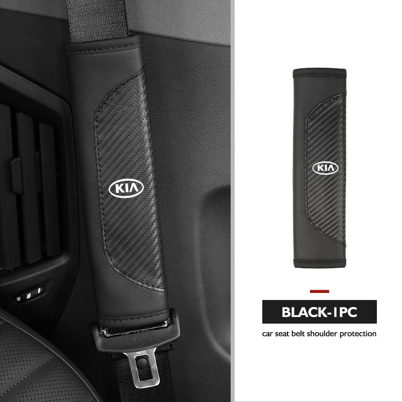 Leather Car Seat Belt Shoulder Carbon Fiber Protection Pad For KIA Cerato Proceed Venga Stonic Picanto Sorento Stinger