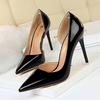 Bigtree European and American Style High Heels Simple Fine Heel Metal Heel 10.5cm High Heel Shallow Mouth Pointed Side Hollow Sexy Single Shoe
