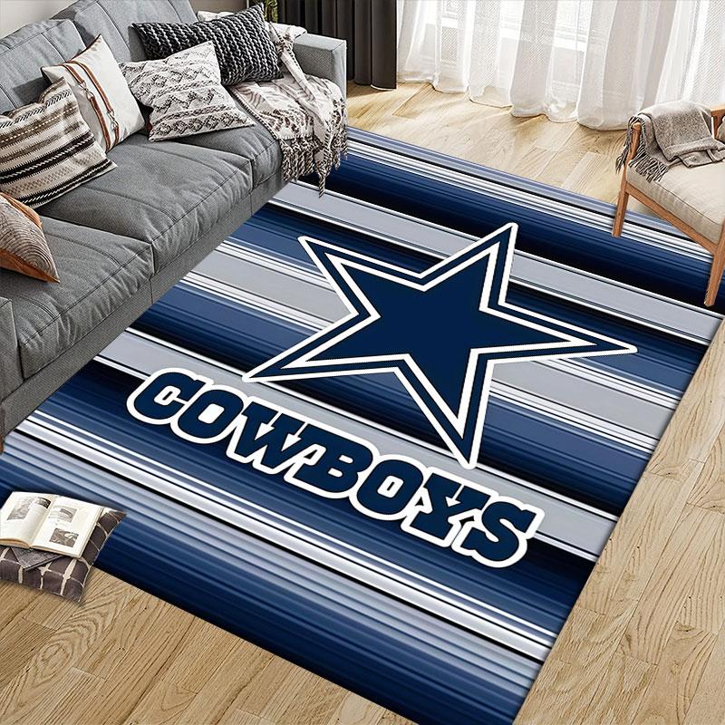 Cowboys Flannel Printed Carpet, Home Sofa Decoration for Living Room & Bedroom, Non‑Slip Play Flannel Floor Mat for Game Room