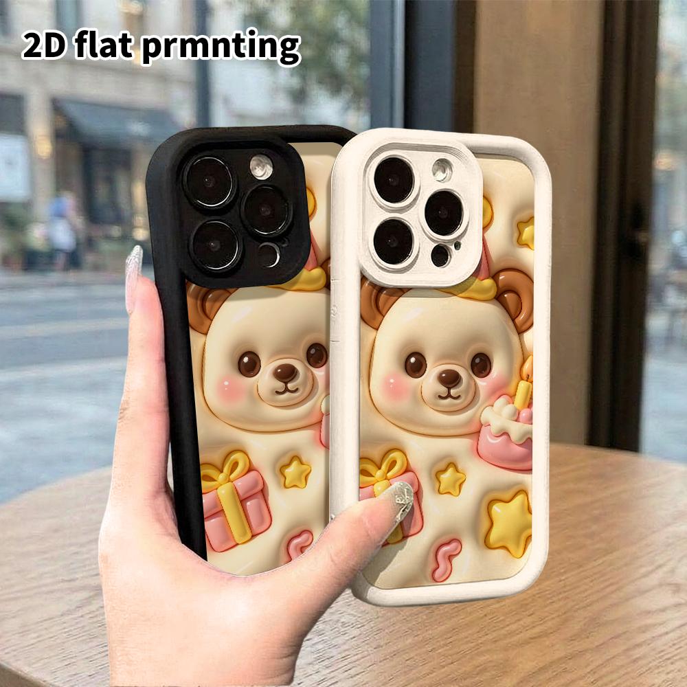 Phone case: 2D flat design, compatible with iPhone 18 17 16 15 14 13 Pro protective cases, birthday little bear, perfect Christmas and Halloween holid