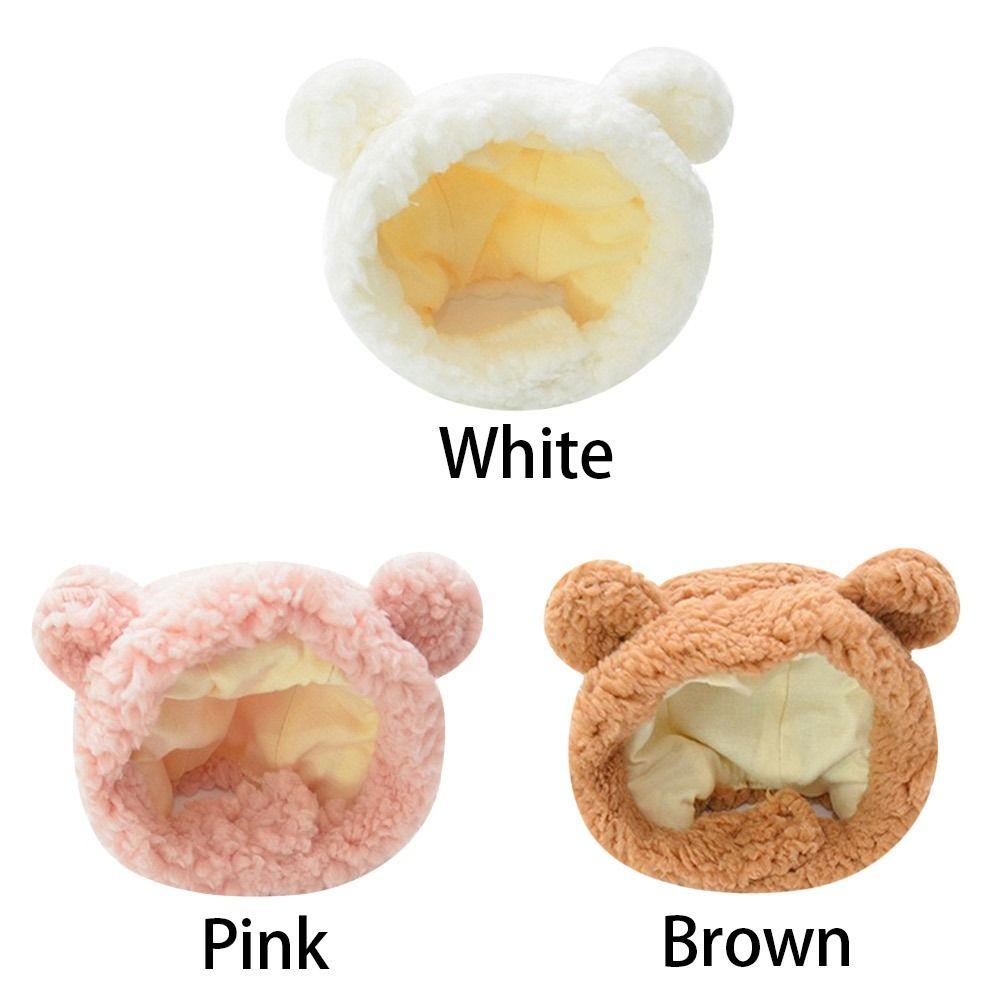 Cute Cosplay Costume Pet Accessories Cat Hat Headgear Short Plush Bear Puppy Cap