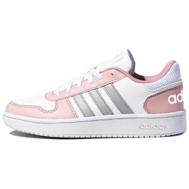 Adidas Neo Hoops 2.0 Comfortable Low top Skateboard Shoes Women's Pink White Silver (Unisex) Skateboard Shoes FW5855