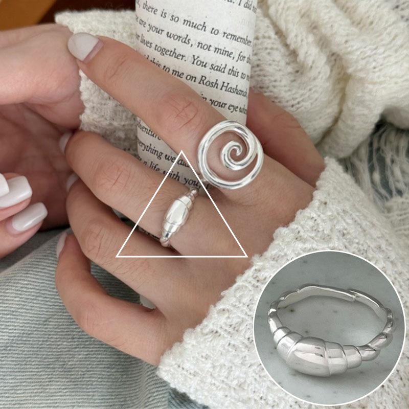 Европейско-американское геометрическое разомкнутое кольцо с серебряным покрытием S925 — ретро, креативный и стильный дизайн указательного пальца для женщин