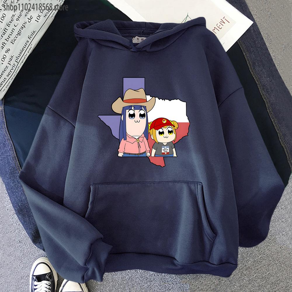 Cartoon Print Pop Team Epic Hoodie Pipimi and Popuko Graphic Sweatshirt Hip Hop Pullover Female Streetwear Harajuku Unisex Hoody
