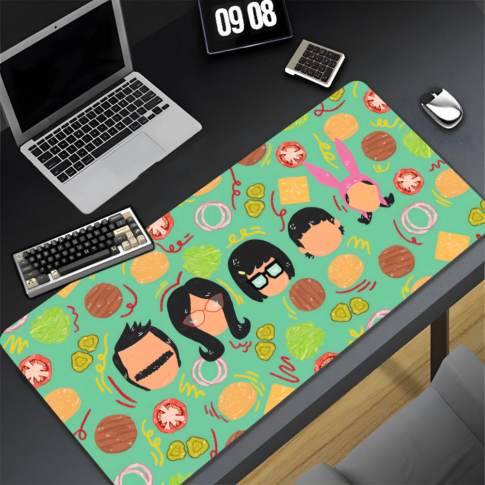 Мультяшная коврик для мыши B-Bobs Burgers XXL Геймерский Игровой ПК Компьютер Отаку Заблокированный край Сделай сам Индивидуальное фото Ноутбук Ноутбук Настольный коврик