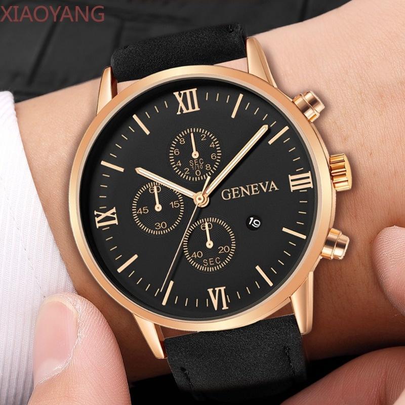 Novo Relógio casual Masculino De Quartzo Com Pulseira De Couro Mostrador