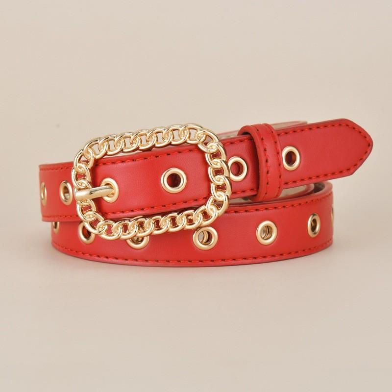 Женский винтажный качественный пояс с золотой пряжкой, тонкий пояс для талии, модный и универсальный аксессуар