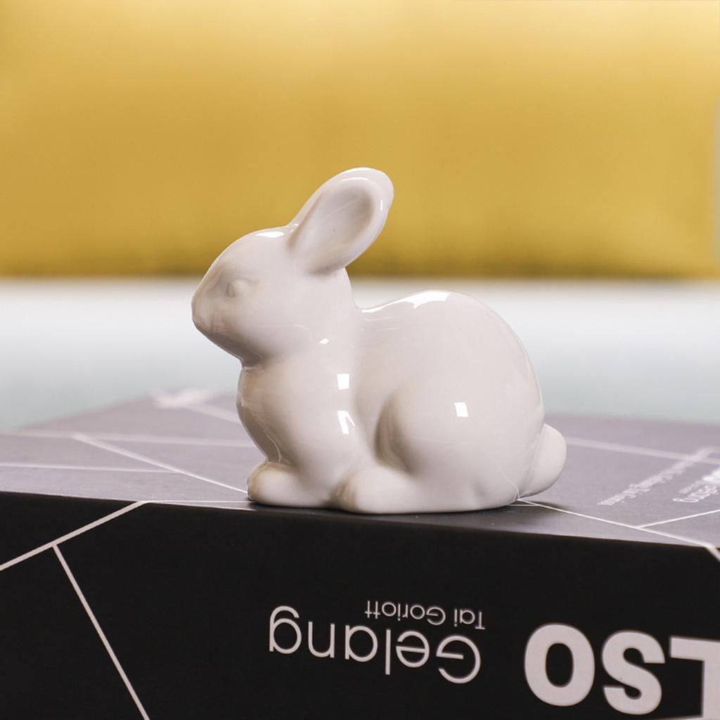Белые керамические кролики для домашнего стола, книжной полки, пасхальные украшения, кролик, украшение для микроландшафта, для сада, заднего двора, украшения, поделки