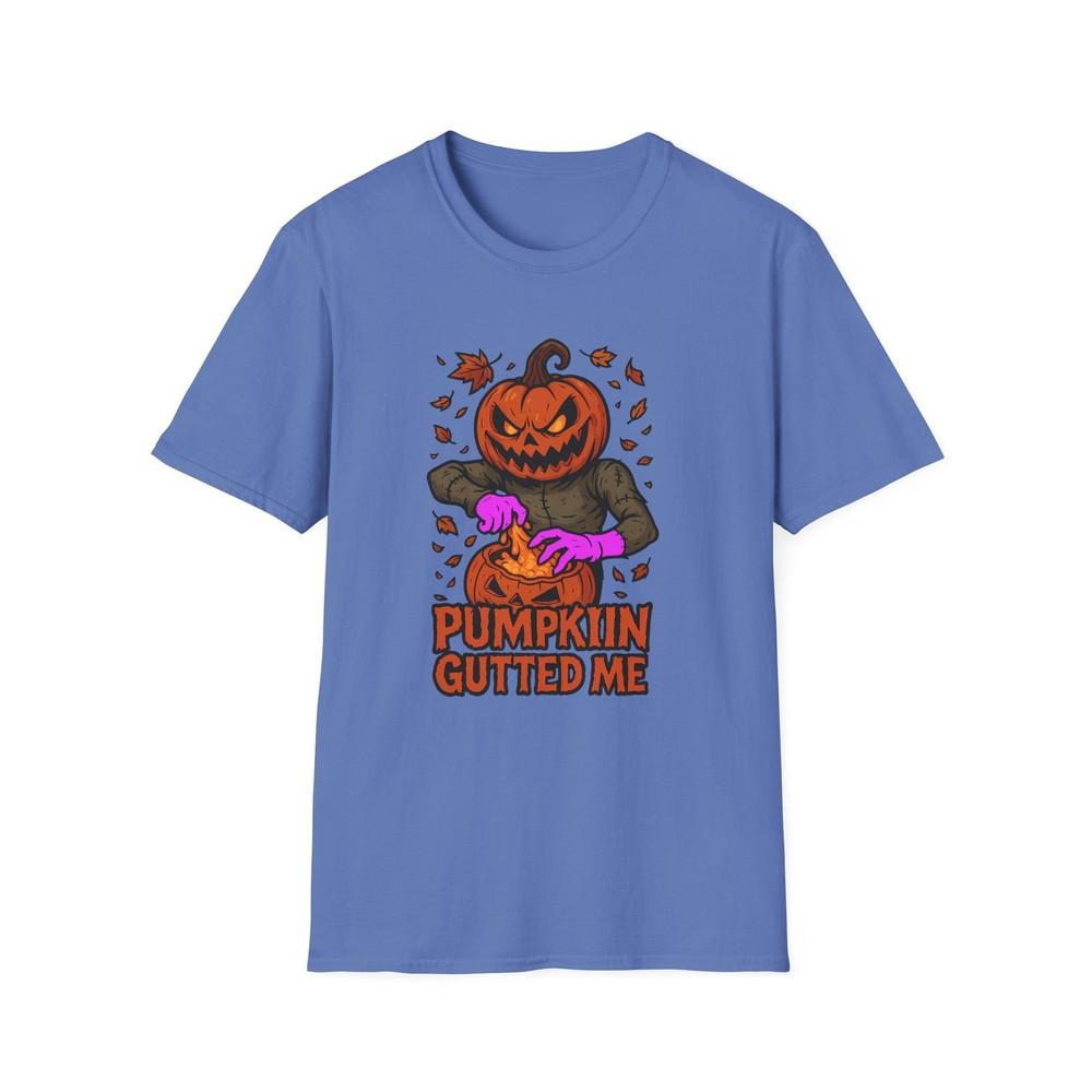 Unisex Softstyle T-Shirt Pumpkin Gutted Me Funny Halloween Jack-O-Lantern Tee