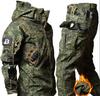Winter Thicken Men Suit Waterproof Training Set Pocket Hooded Jacket Fleece Pants Outdoor Hunting 2-piece