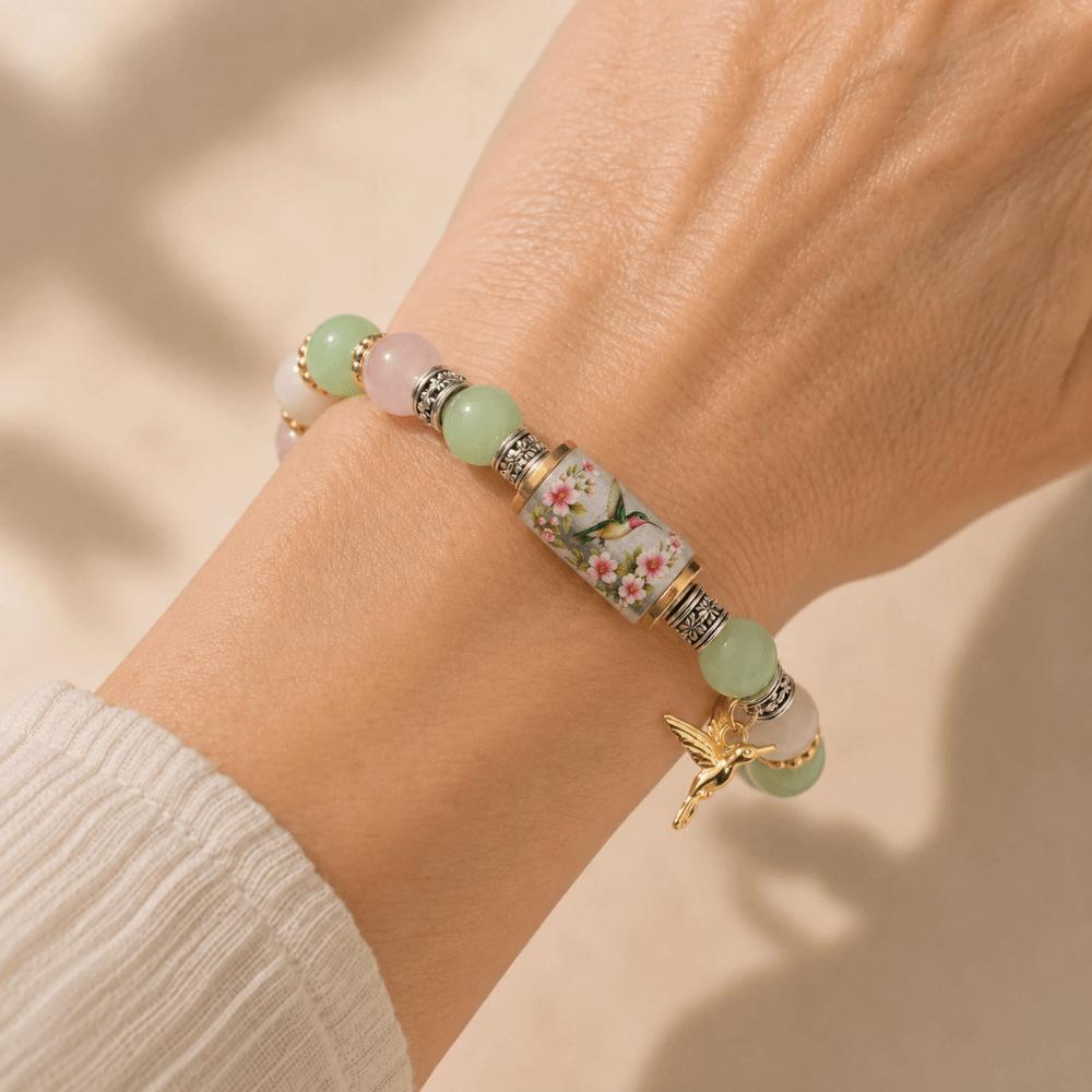 with Pendant Hummingbird Bracelet Elastic Beaded Bracelet Metal Tube Crystal Bracelet Party Favors